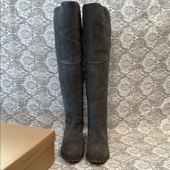 Lucky Brand Gray  Suede HARLEEN Knee-High Boots - Picture 5 of 9